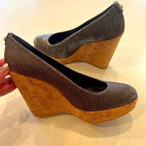 Beautiful never worn size 9 Stuart Weitzman sparkly silver pump wedges. Stunners
